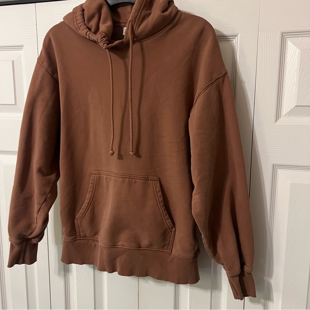 Aritzia TNA Cozy Fleece Boyfriend Hoodie in Brown size XS - Picture 3 of 9